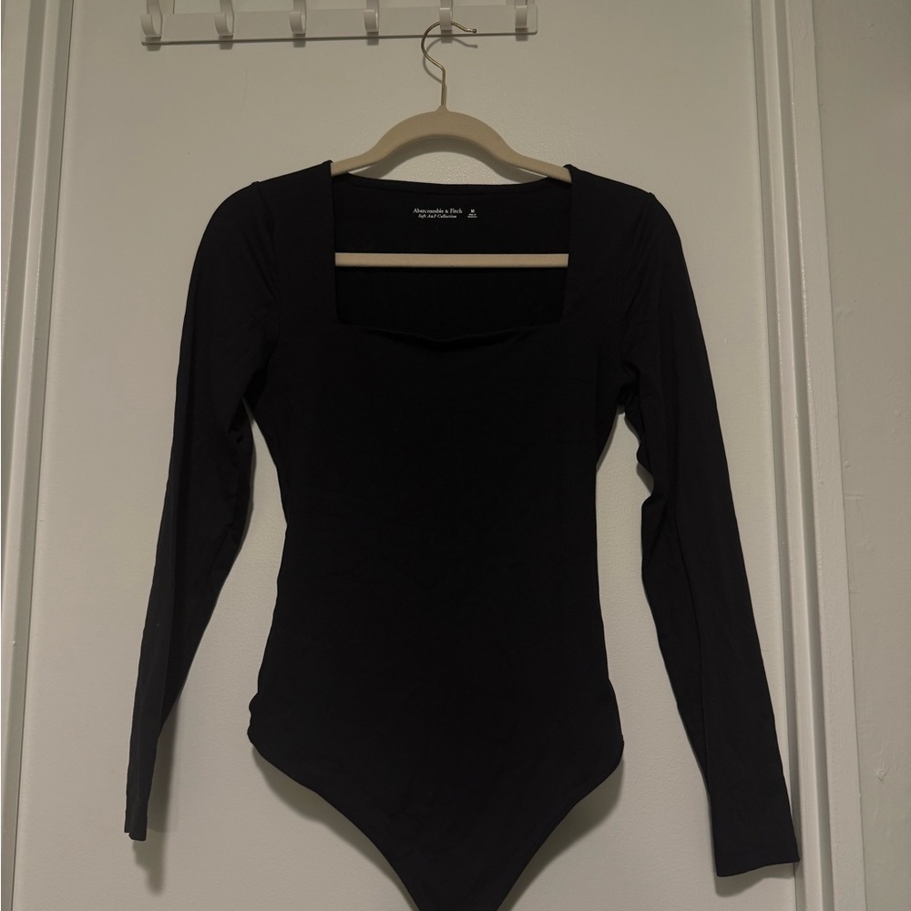 Abercrombie & Fitch Long Sleeve Square Neck Black Bodysuit